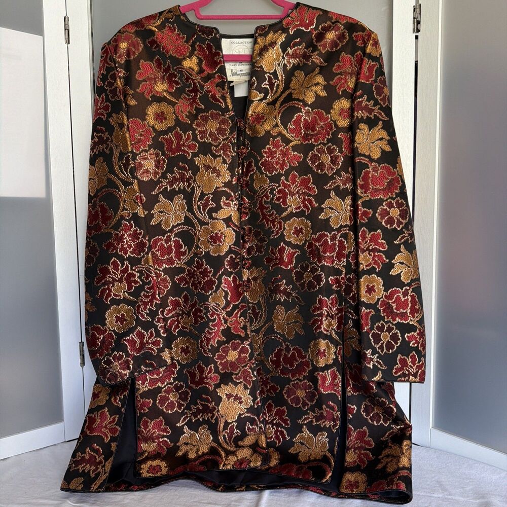 mary mcfadden Gold Multi Colored Brocade Jacket Newman Marcus Vintage 12